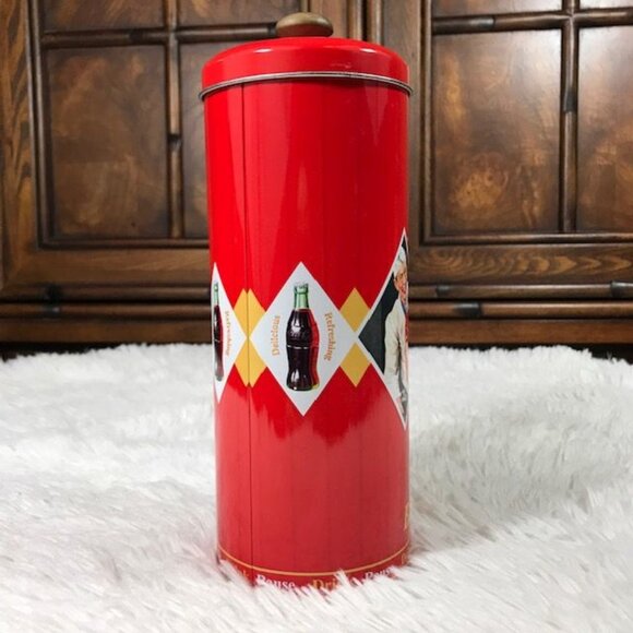 Set of 2 Vintage Coca-Cola Oval Tub + Cylinder Tin w/Knob Lid Set - Picture 10 of 14